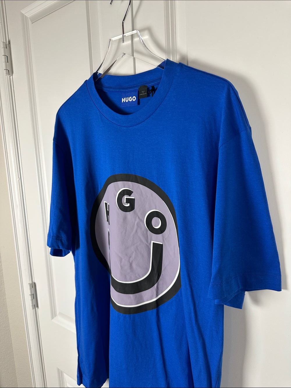 HUGO Men's Blue Smiley Graphic T-Shirt - Picture 3 of 7